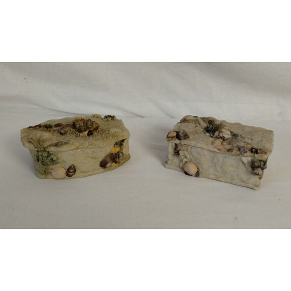 2 Resin Jewelry Trinket Box - Sea Ocean Beach Themed Boxes - Picture 2 of 5